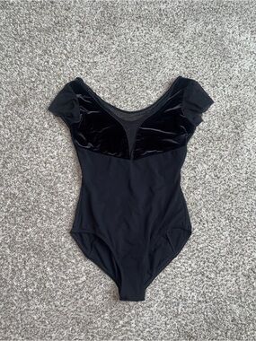 Nikolay Black Velvet Mesh Cap Sleeve Leotard Ballet Dance Size Small